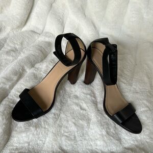 J Crew Ankle Strap Black Leather Sandals Sz 9